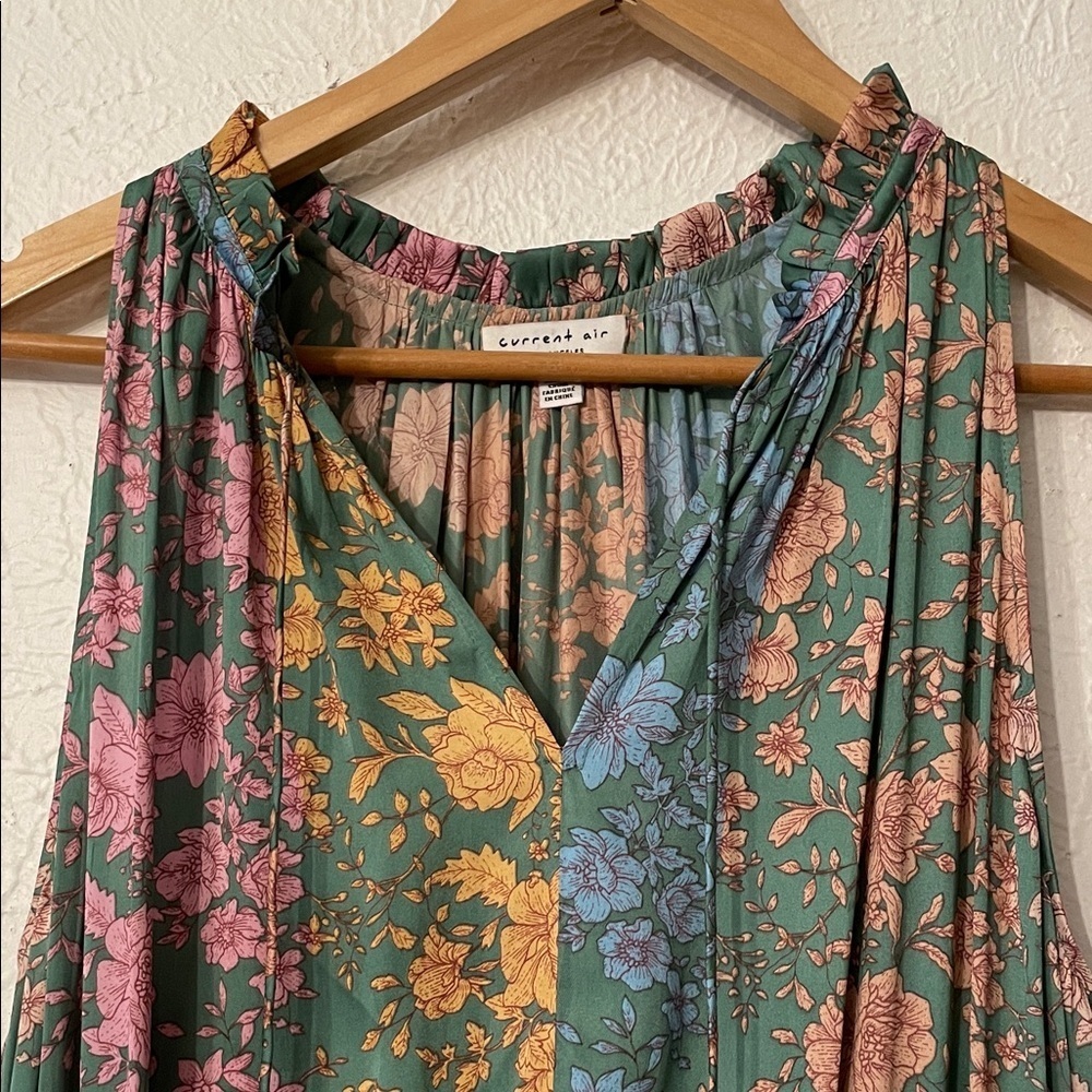 Current Air Green Floral Mini Dress Size Large - Picture 5 of 8